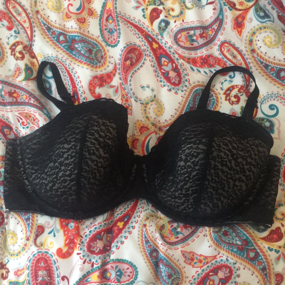 Black leopard lace Demi Bra 46 DDD